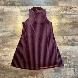 Mudd Mock Neck Lined Purple Velvet Ribbed Tank Dress Size Medium